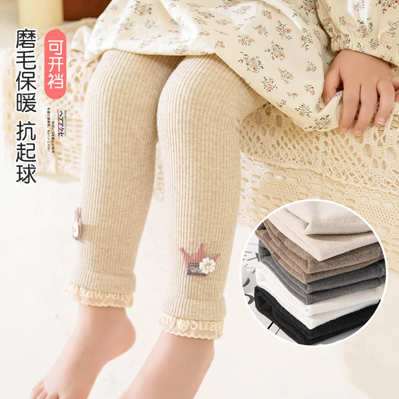 女童秋冬款加绒打底裤女宝宝长裤子薄绒儿童连裤袜1-2-4岁6 9 12