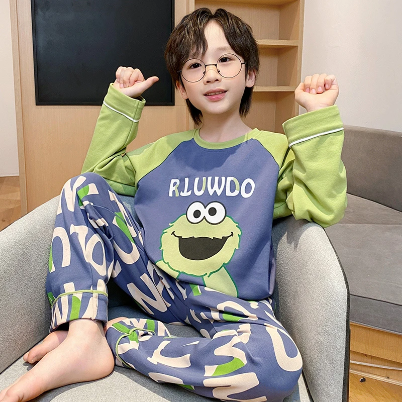 儿童睡衣男童春秋季新款长袖纯棉套装中大童小男孩亲子秋款家居服