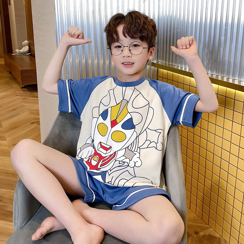 儿童睡衣夏季男童新款纯棉短袖中大童男孩2025洋气亲子家居服套装