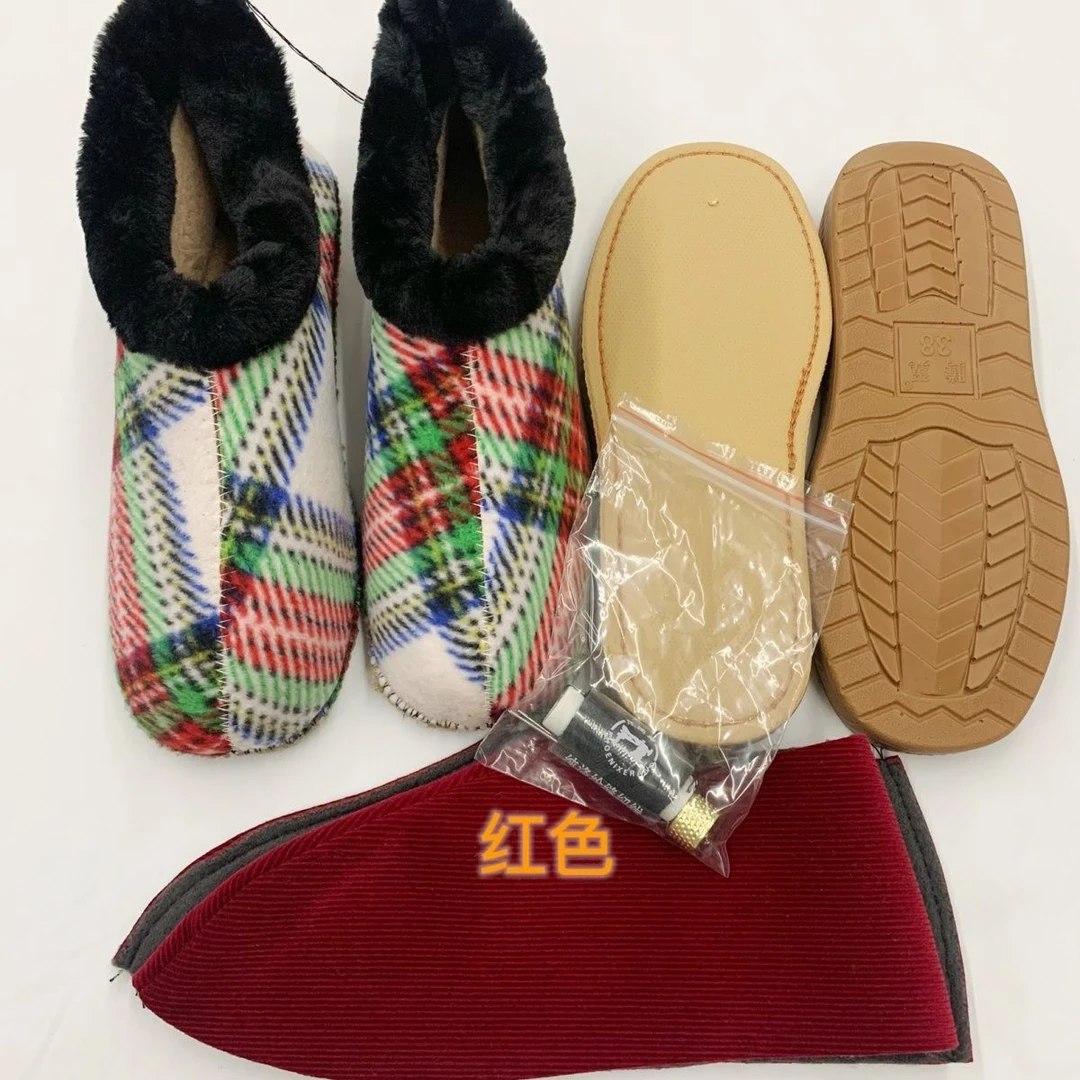 (耐高温棉鞋半成品)男女冬季可烤火手工保暖棉鞋材料包防滑棉鞋