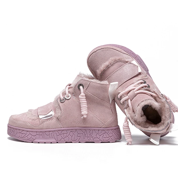 OTZMOP羊皮毛一体雪地靴厚底丑萌鞋冬季短靴高帮防滑加绒女鞋保暖