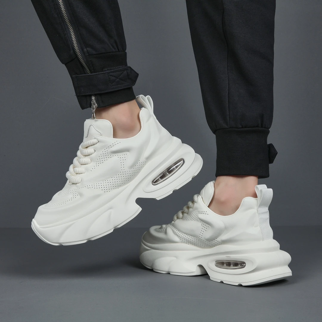 8801-1新款时尚舒适休闲百搭去轻奢透气厚底潮流头层牛皮休闲鞋男