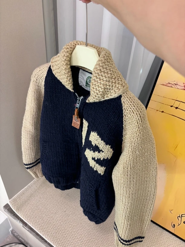 Danniel自制 vintageremade 12号男友风棒球针织外套