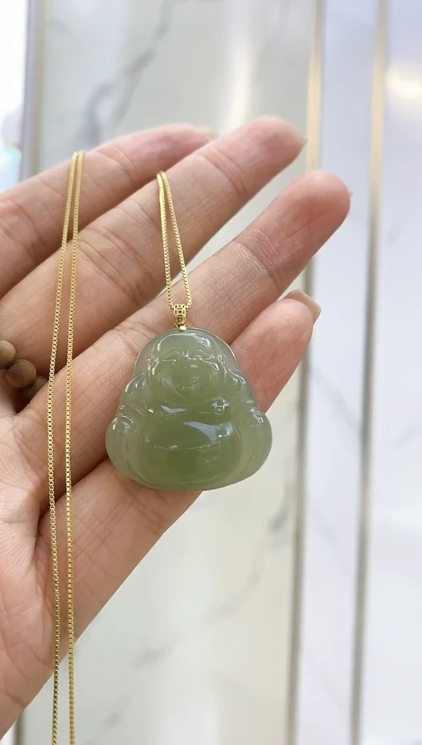 【闪购商品】和田玉吊坠(赠银链)18K金镶嵌22