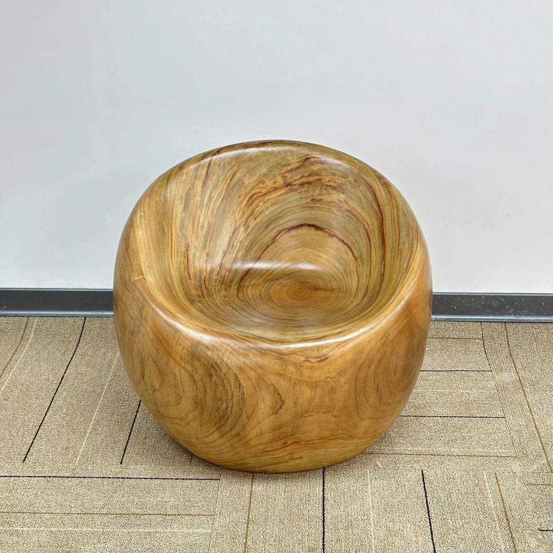 森活林香樟木《苹果椅》原创实木休闲椅