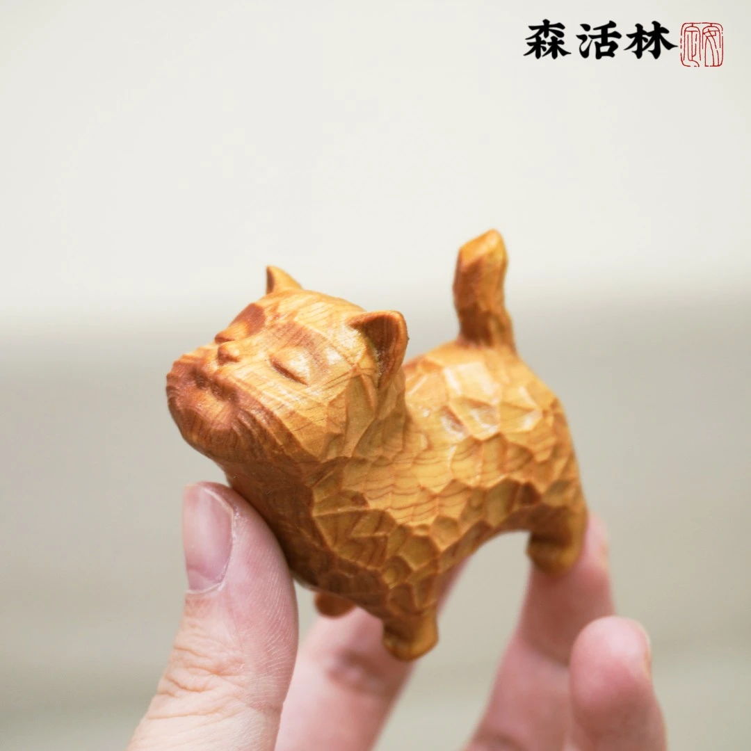 崖柏（小猫）茶宠茶空间小摆件