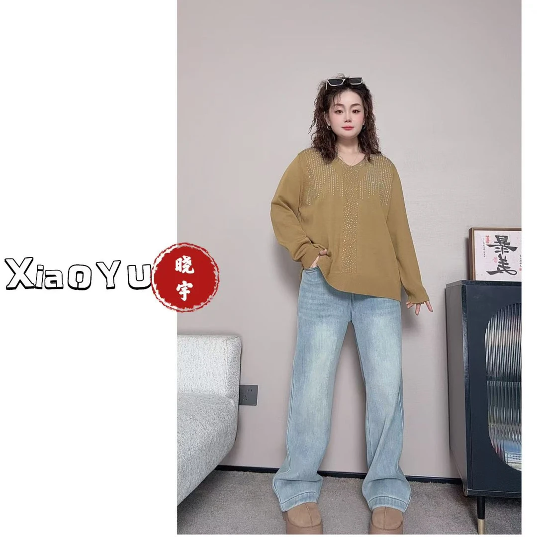 【NO退换】瑕疵品 定制【V领闪钻毛衣】XY 1941