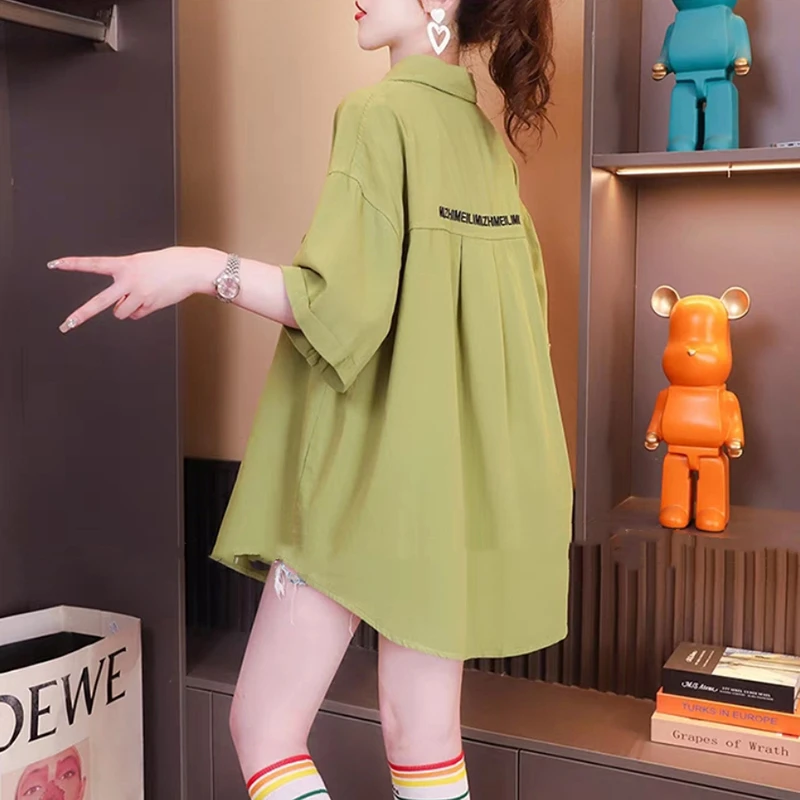 2025夏季新款韩版大码宽松薄款短袖衬衫防晒衣女宽松开衫上衣外套