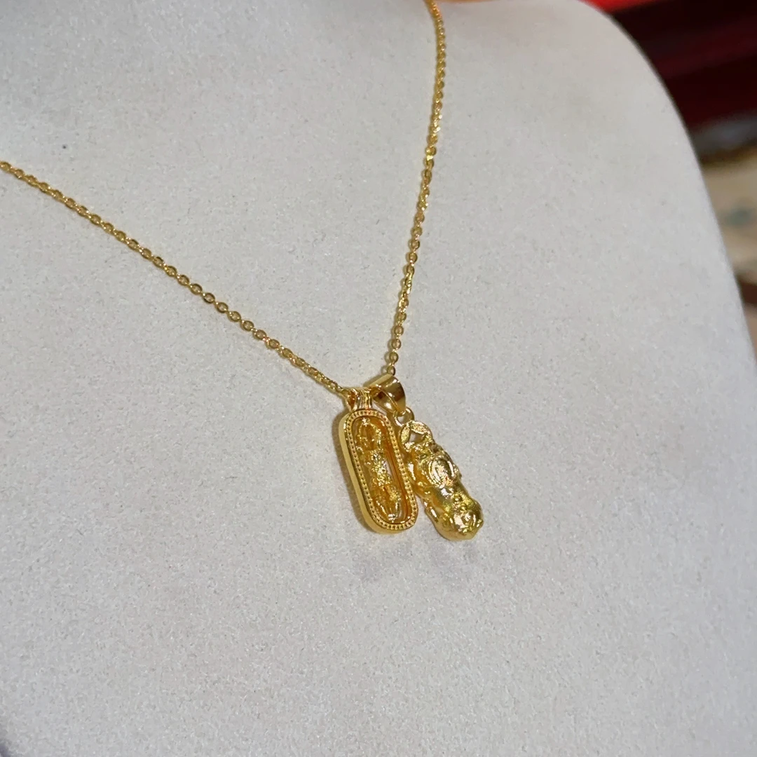 足金999黄金5G工艺貔貅金刚杵套链（支持多退少补）