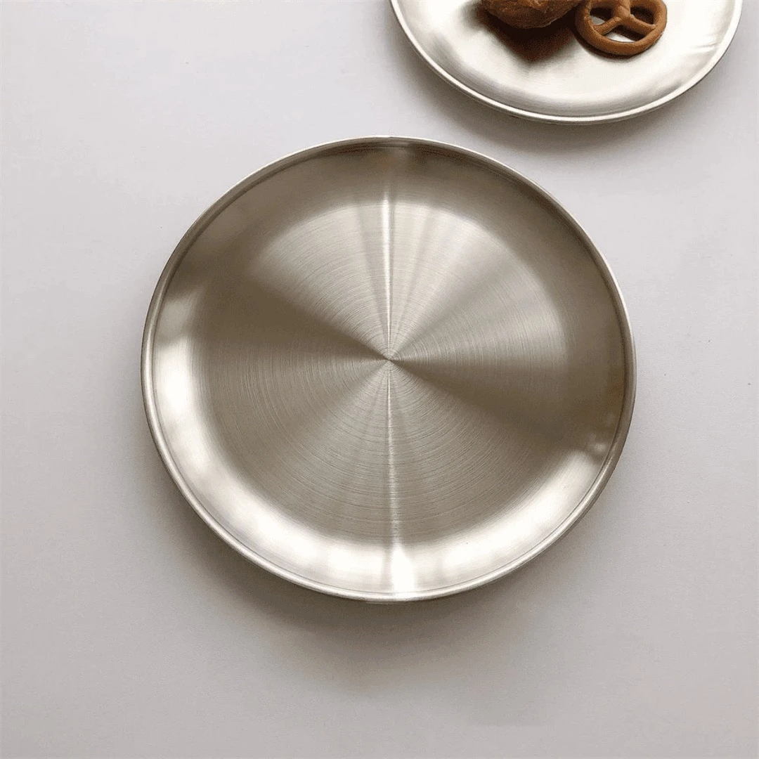 14cm不锈钢盘子圆盘咖啡厅托盘水果盘蛋糕盘加厚菜碟