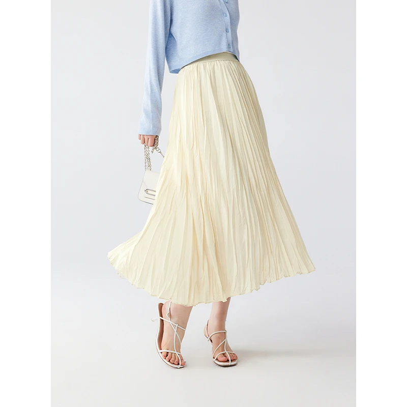 初棉雕塑艺术感压褶半身裙352617006