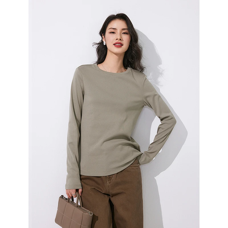 初棉【新粉必入】百搭强捻干爽长感经典圆领长袖T恤 353601026