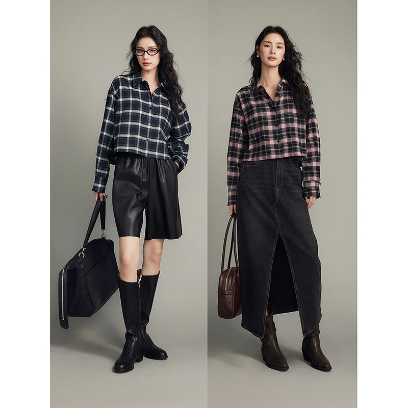 初棉【苏格兰情书】超显瘦！磨毛！格子衬衫357604007