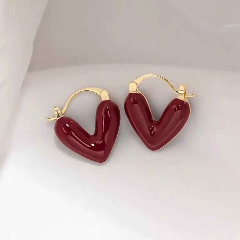 铜合金耳饰 K0124轻奢时尚小众设计法式精致滴油耳环耳扣耳圈气质