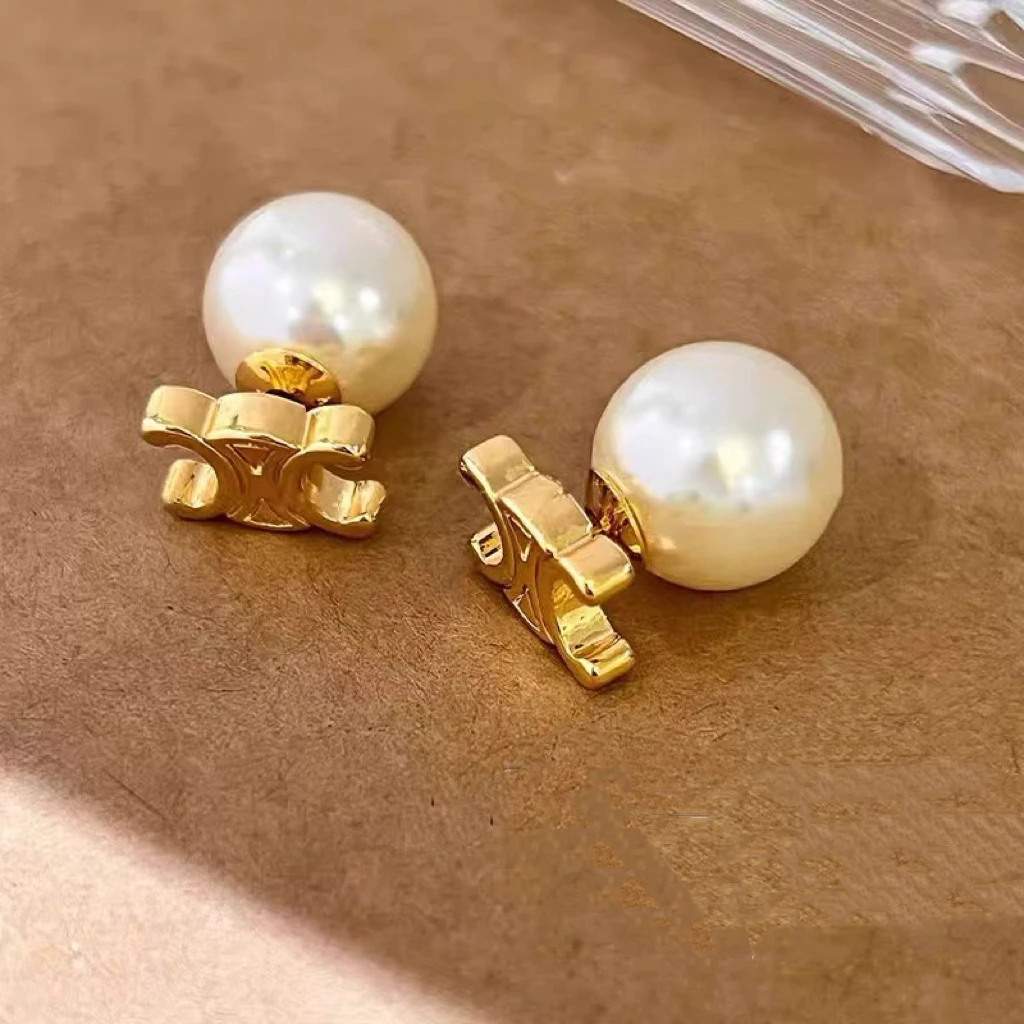 铜合金仿珍珠耳饰 K0160轻奢法式气质百搭ins珠珠耳钉金色小众