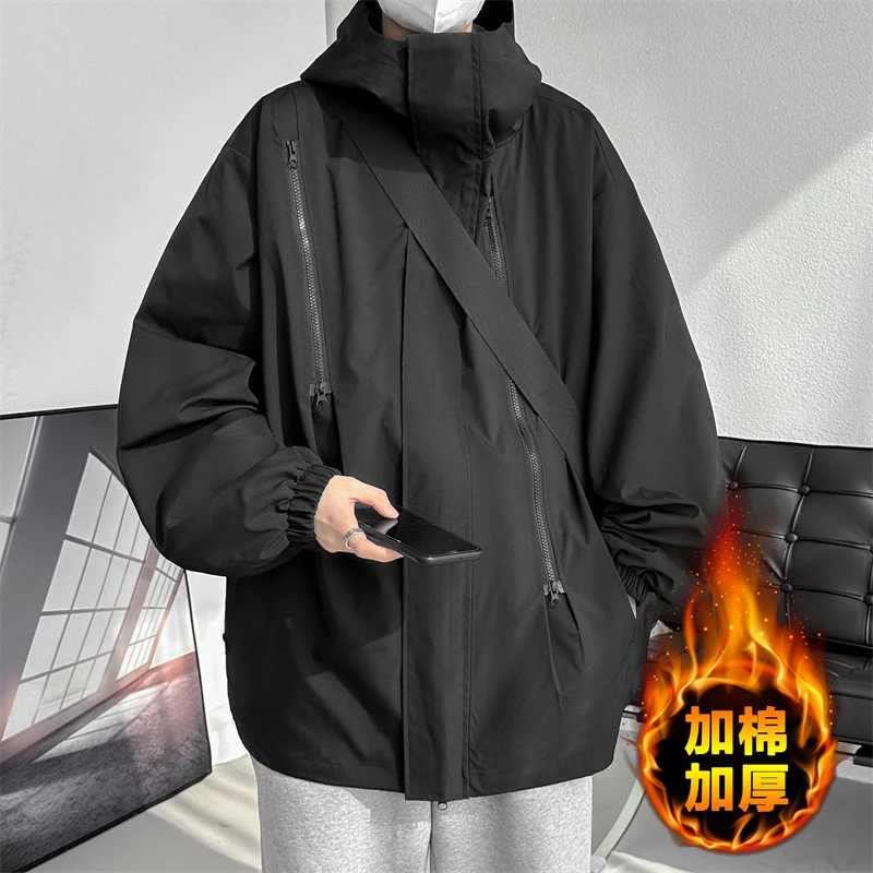 冲锋衣男士秋秋季新款防风防水连帽桑延登山服潮流美式夹克户外套