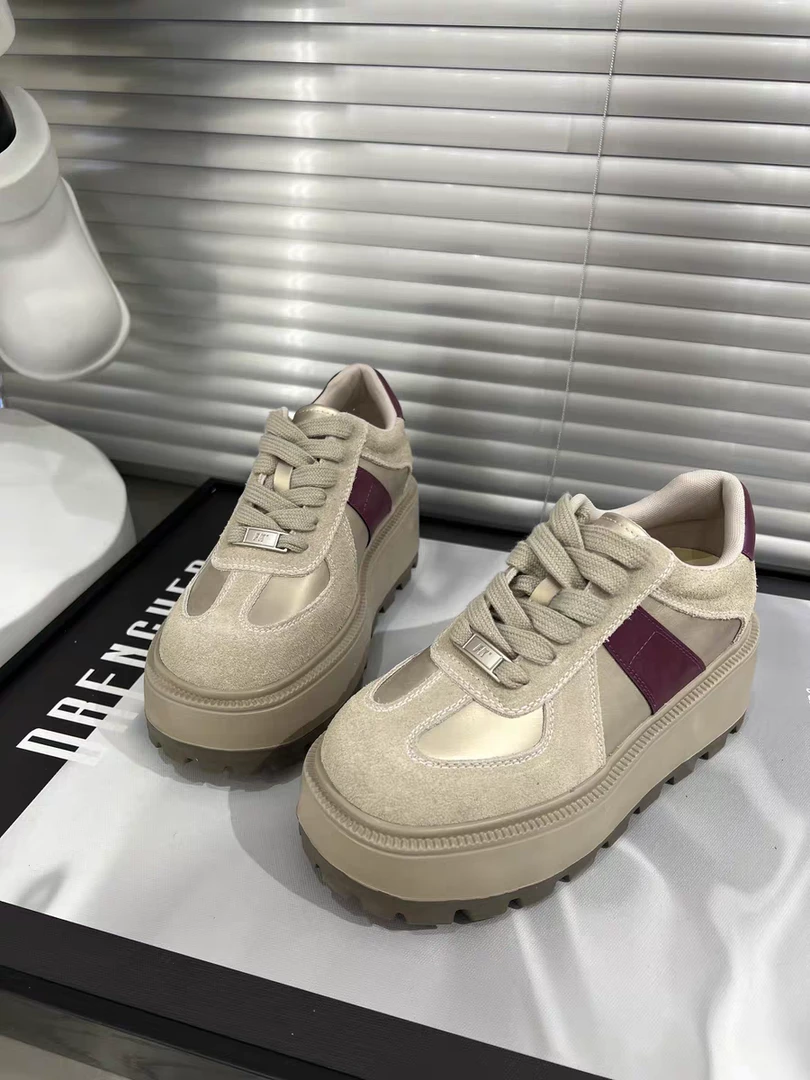 春款炸福利！美拉德风牛皮5.5cm超轻松糕厚底休闲鞋1-213-173