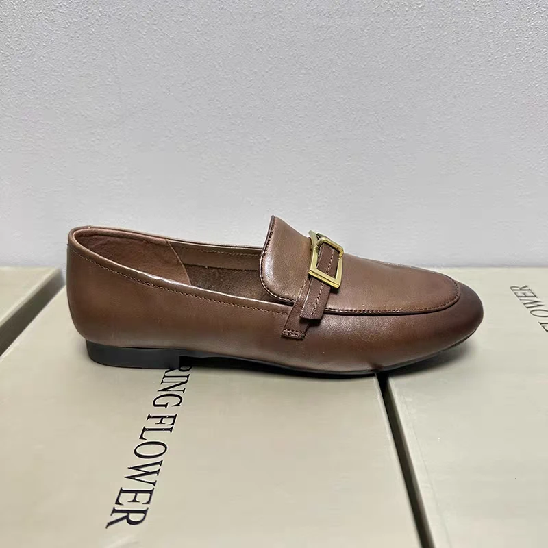 老粉抢！头层纳帕牛皮小香风平底乐福单鞋Y1169