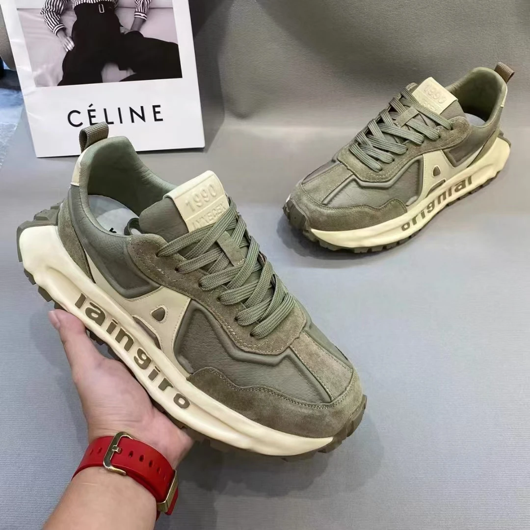 男鞋炸福利！秋款牛皮拼接年轻款阿甘休闲鞋1006