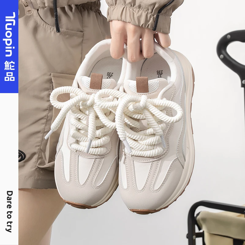 鮀品阿甘鞋女运动风2024年春秋爆款百搭休闲运动鞋透气厚底老爹鞋