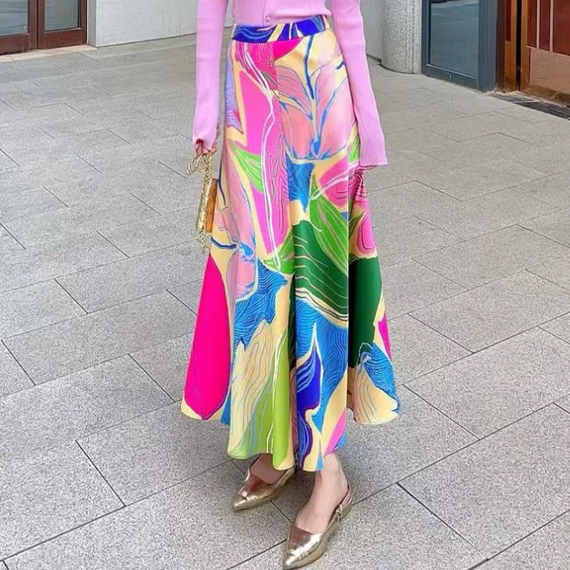 [商场同款]夏季新款百搭气质显瘦A字花色半身裙袁衣都舍1200328