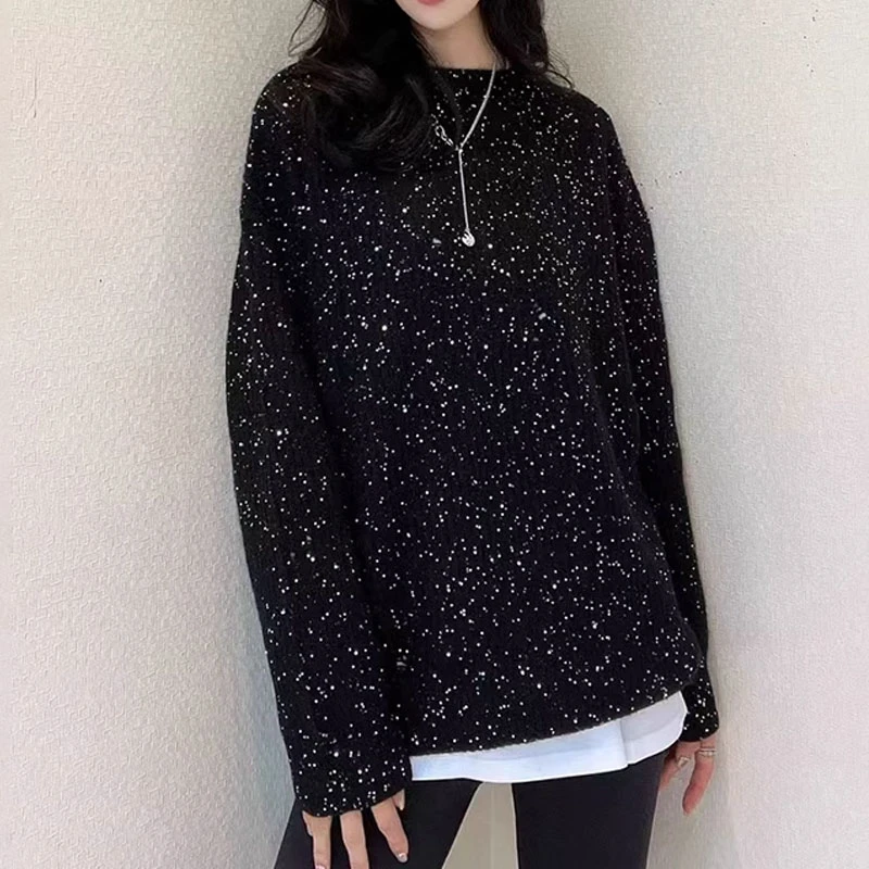 【商场同款】新款秋冬百搭宽松圆领星空针织衫上衣袁衣都舍毛衣