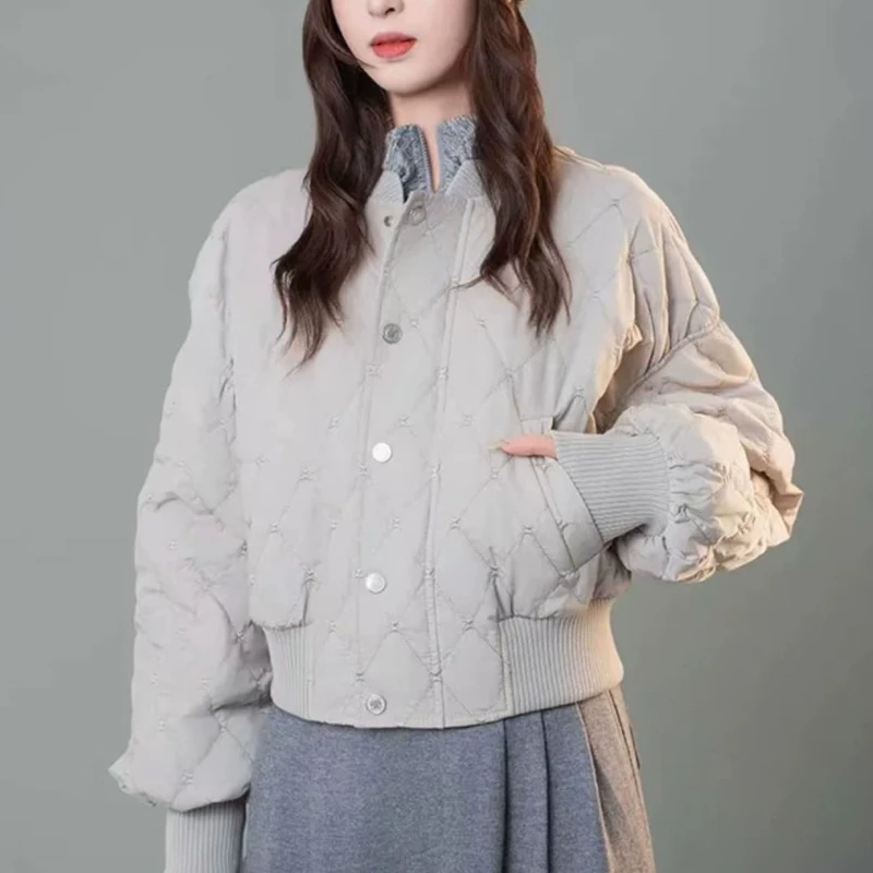 【商场同款】秋冬新款百搭棱格纹雪丽棉服短款外套袁衣都舍5400844