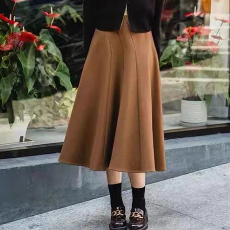 【商场同款】秋冬百搭高腰百褶拼接设计A字半身裙女袁衣都舍1200378