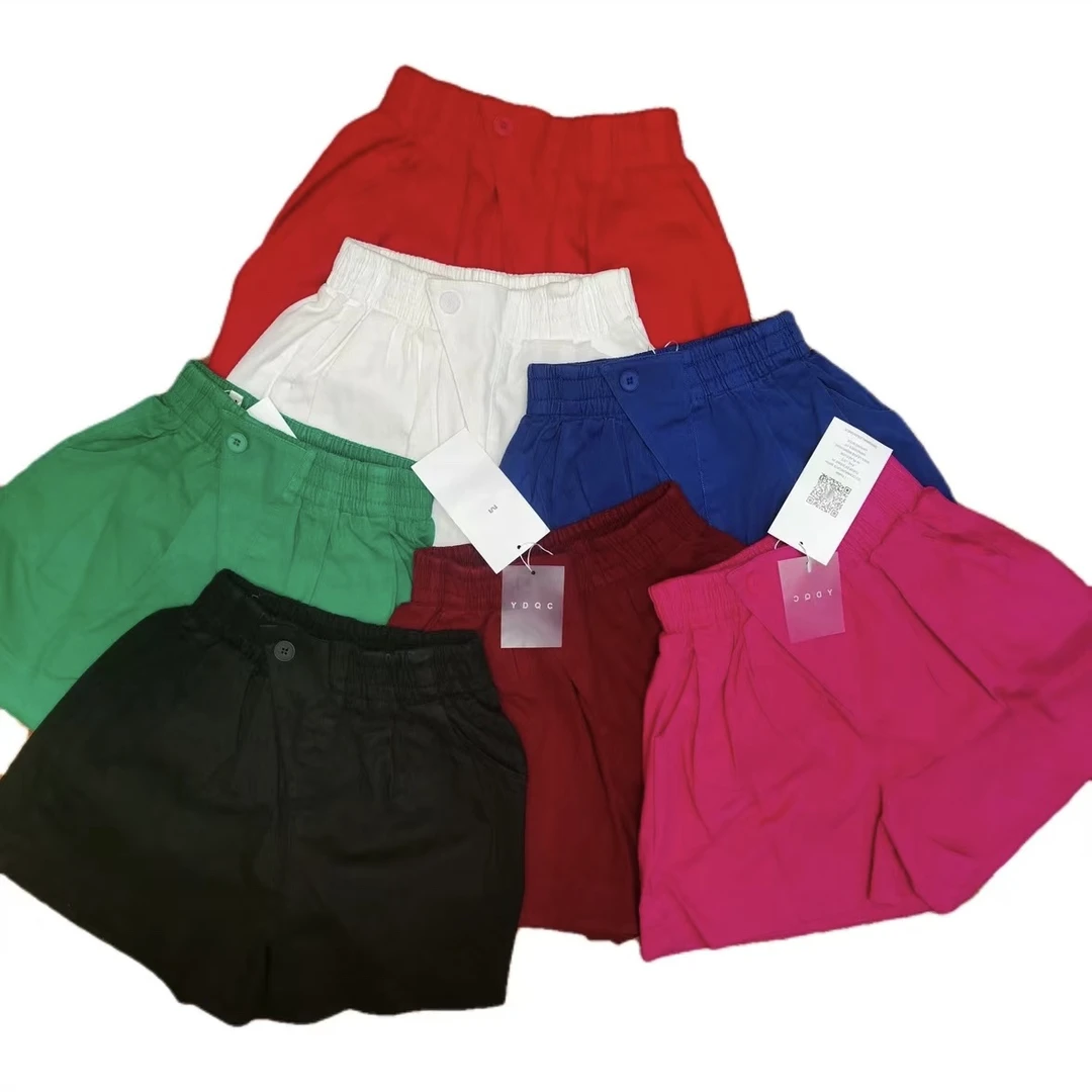 显瘦舒适女士2025夏季新款高腰纯色时尚百搭短裤休闲裤牛仔白色