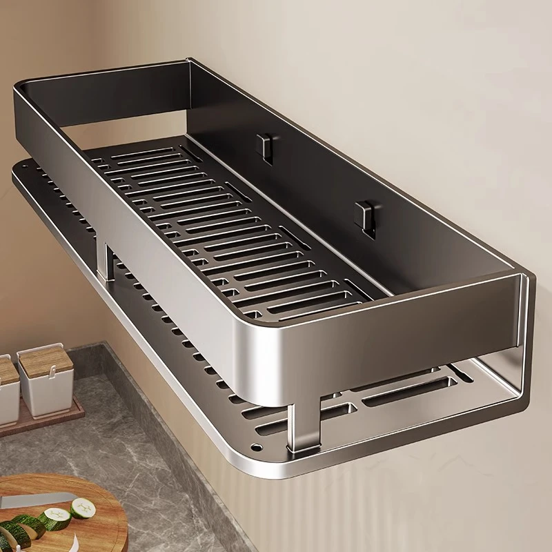 调味料置物架免打孔壁挂多功能架子厨房用品家用大全太空铝收纳架