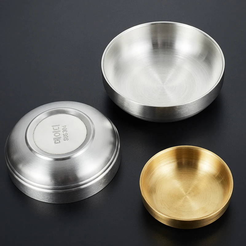 304不锈钢酱料碟调料碟火锅小菜碟韩式烤肉蘸料碟金色调味碟餐具