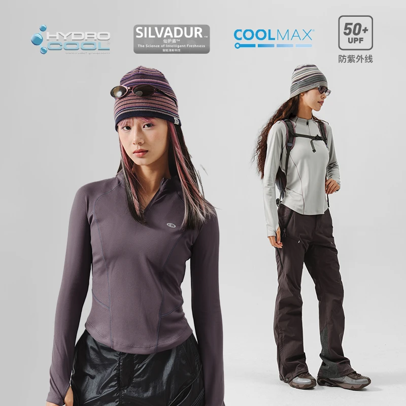 蓝岐吸湿速干抗菌运动上衣女秋季修身训练长袖T恤