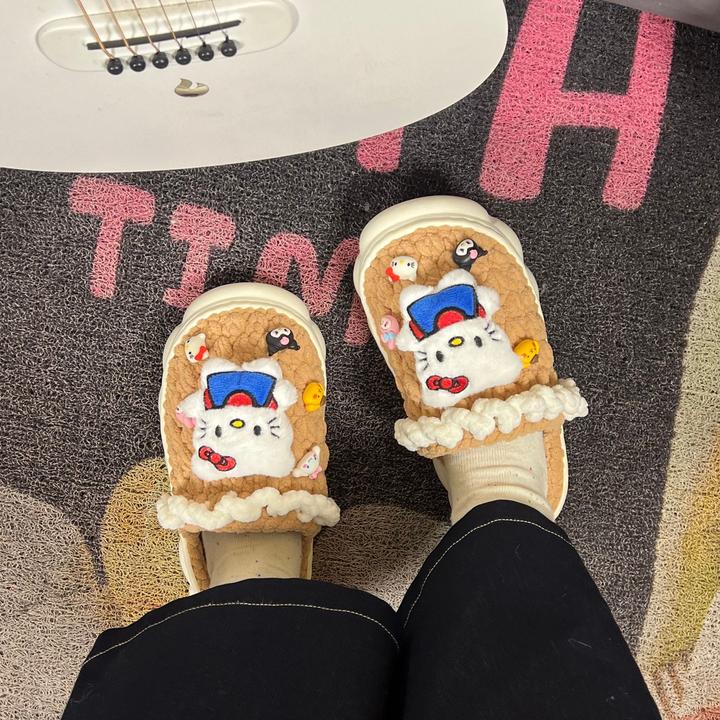 爆款猫咪拖鞋手工DIY自制材料包冬季保暖云朵厚底拖鞋送女朋友