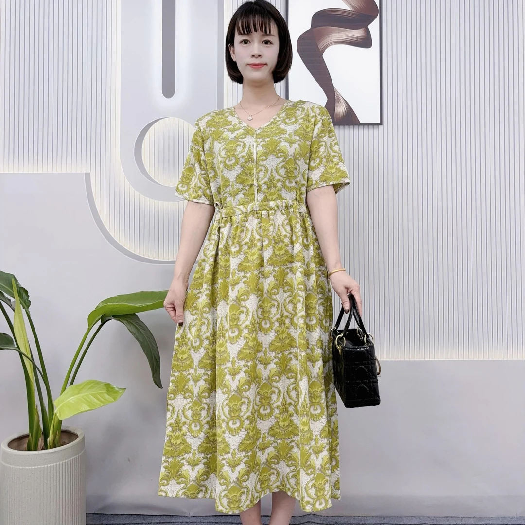 8133宽松连衣裙2024新款女士夏季连衣裙时尚气质显瘦薄款中长裙子