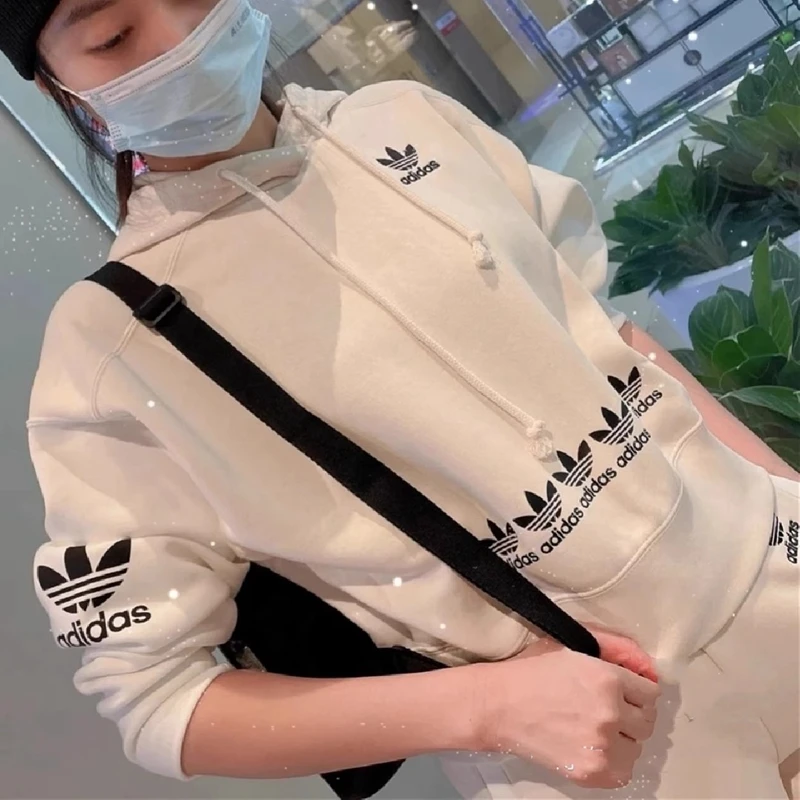 adidas 阿迪达斯 三叶草 女装冬季保暖休闲连帽卫衣帽衫 H20443