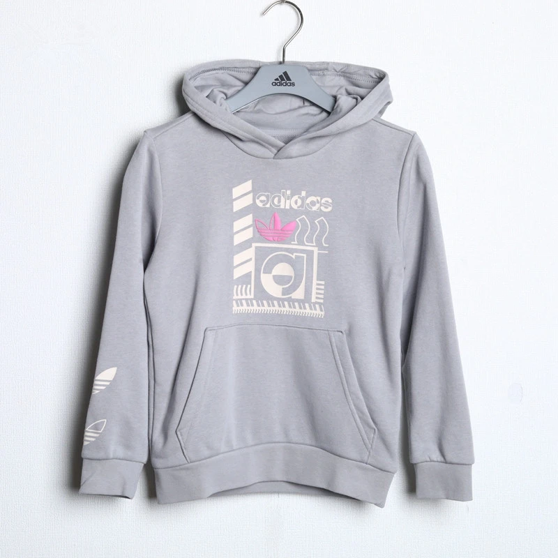 Adidas 三叶草 中大童运动休闲舒适百搭连帽套头卫衣帽衫 GN2177
