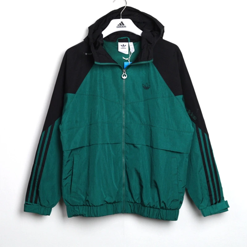 Adidas 三叶草 男款运动休闲时尚拼色连帽防风衣夹克外套 HC0329