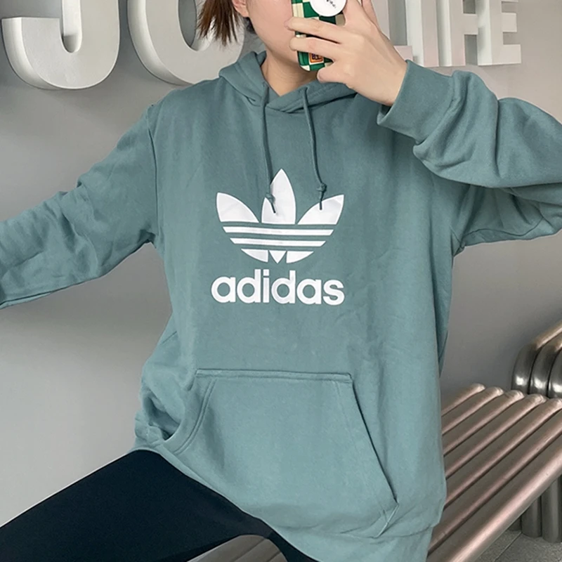 Adidas 三叶草 女子经典款时尚百搭运动休闲连帽套头衫卫衣GN2954