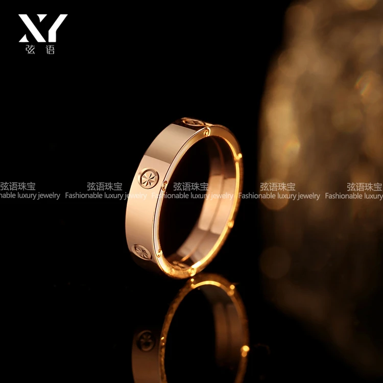【断码清仓】18k金简约经典卡家戒指玫瑰金情侣戒多样性发货发其一