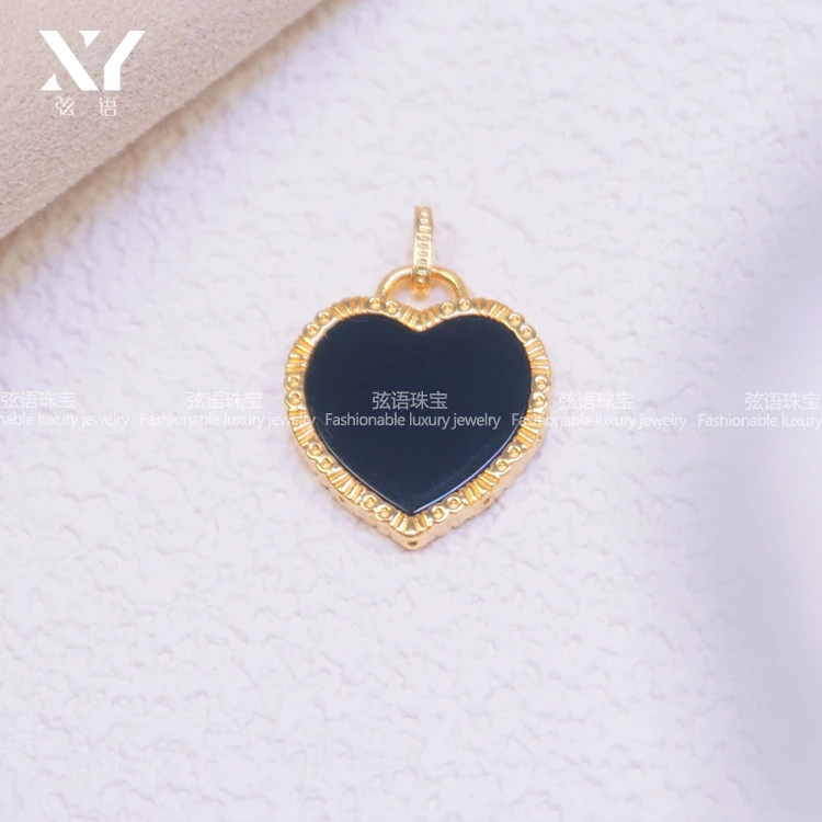 不含项链 18K金黑玛瑙爱心吊坠简约百搭时尚