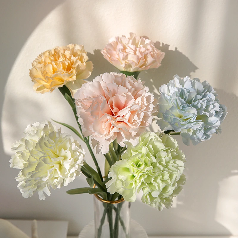 单头康乃馨花束仿真花假花绢花装饰花插花活动38节日花材套装花
