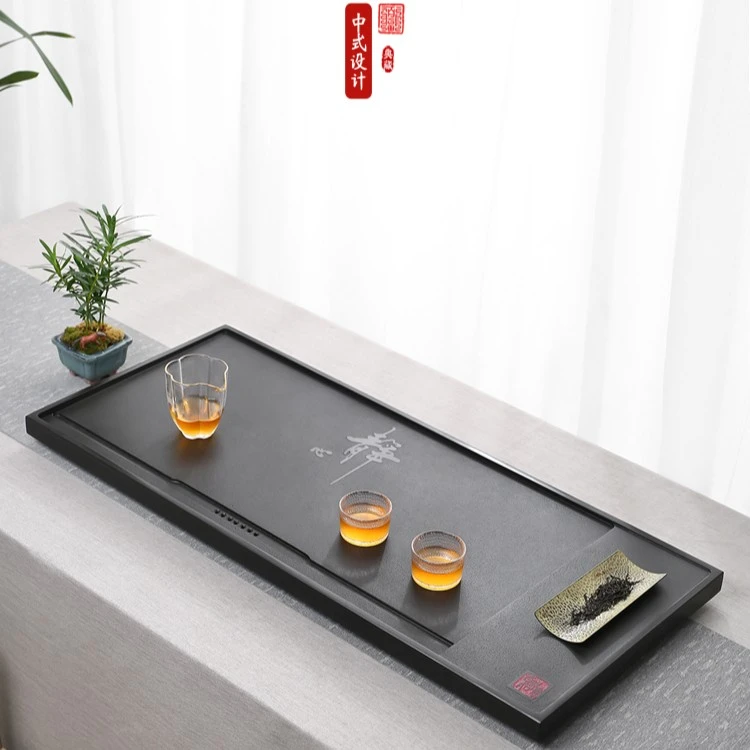 【天然整块】新中式静心正宗乌金大号石茶盘家用简约现代茶台茶海
