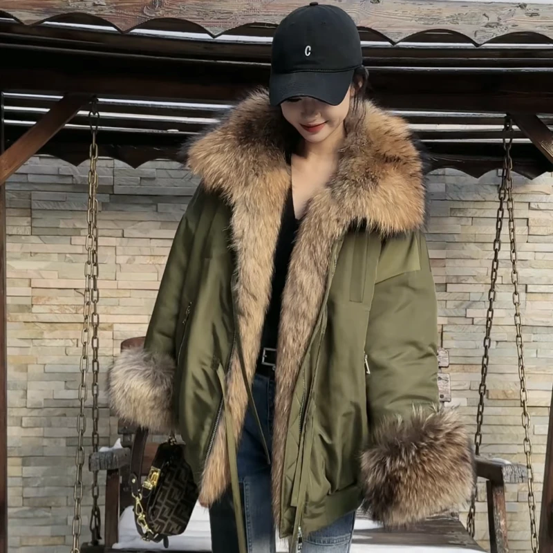 【DCP•Flagship store】83647-E 新款加厚抗寒鹅绒貉子毛外套