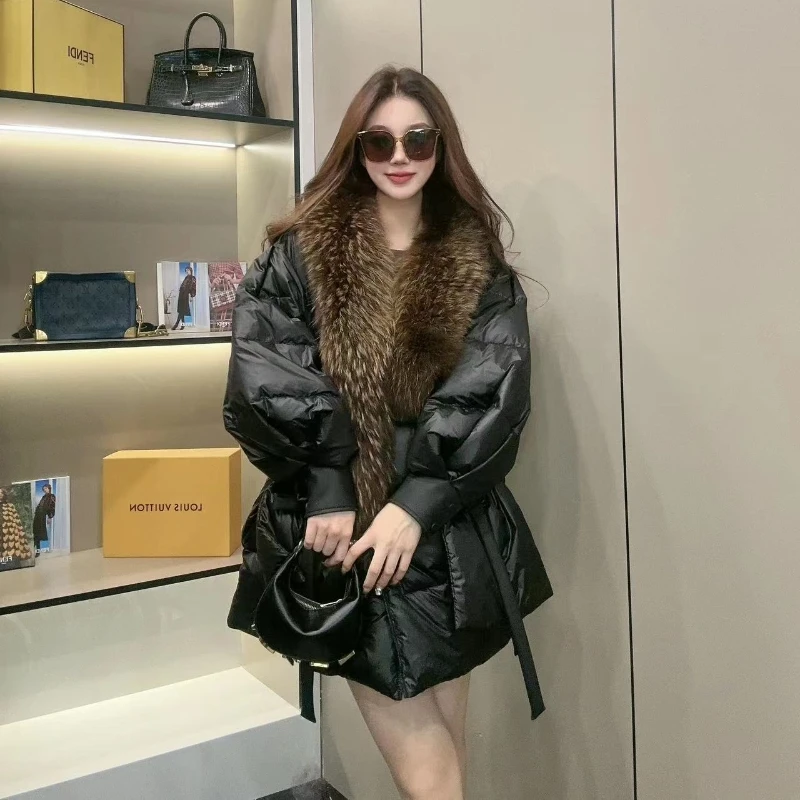 【DCP•Flagship store】83339-BE 新款大毛领鹅绒貉子毛皮草外套