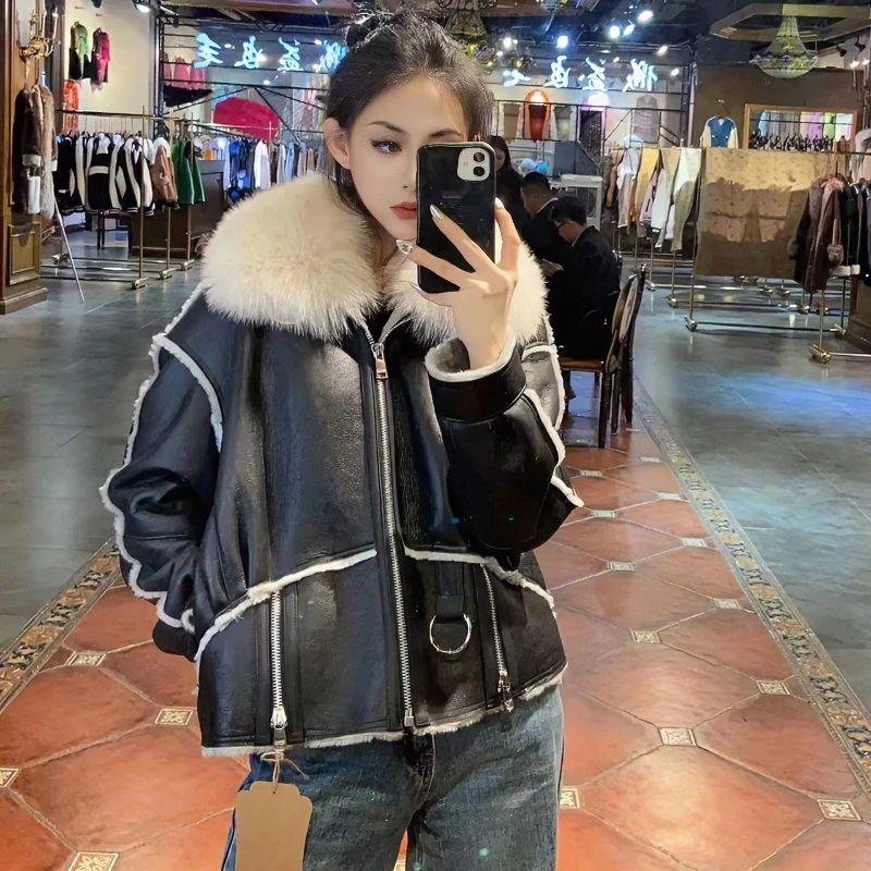 【DCP•Flagship store】83535 新款时尚皮毛一体狐狸毛外套