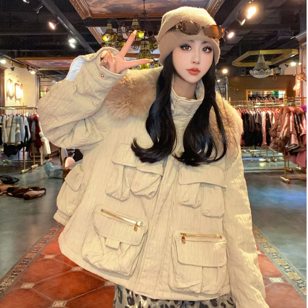 【CY】 83846-E  2024新款时尚轻奢鹅绒服配皮毛一体毛领外套