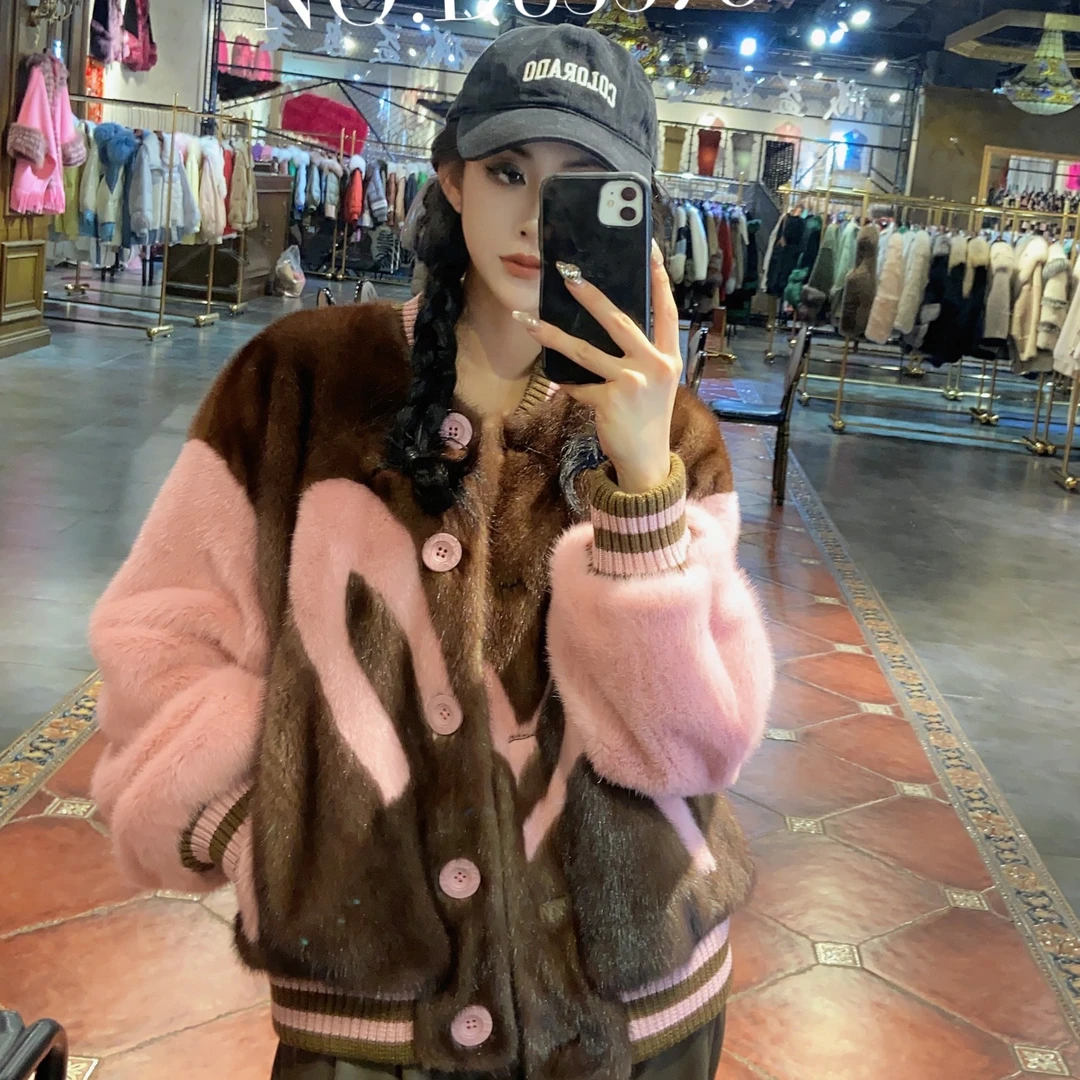 【CY】 83378  2024新款时尚设计师轻奢水貂外套