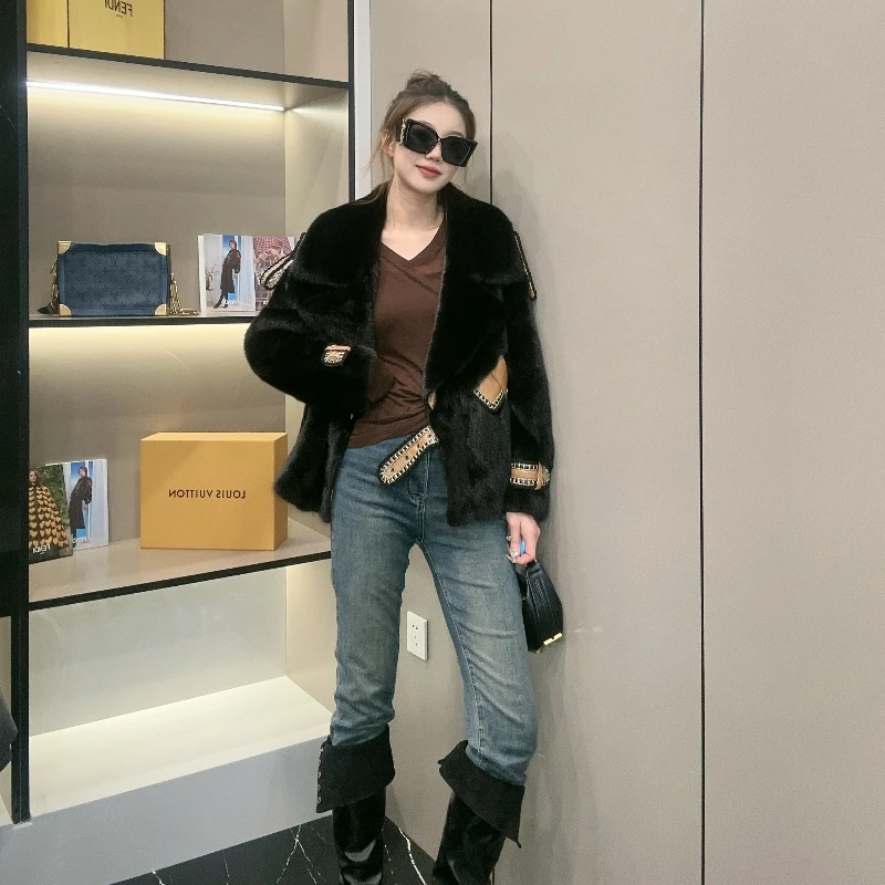 【CY】81867-C 2024新款时尚气质轻奢休闲冬季水貂外套