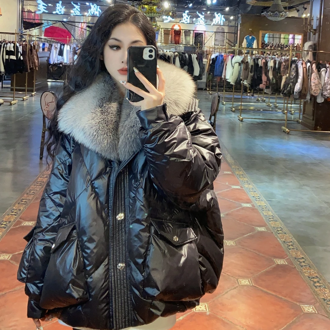 【CY】 83606-E  2023新款时尚气质设计师狐狸毛鹅绒服外套