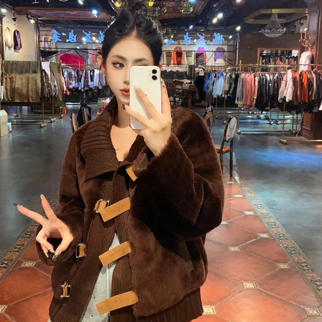 【DCP•Flagship store】83992 2024冬季新款翻领皮毛一体外套